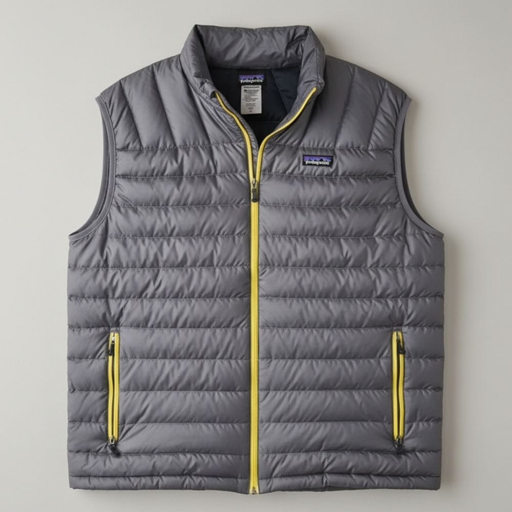 Patagonia Men's Charcoal Vest with Yellow Trim - Picture 2 of 7